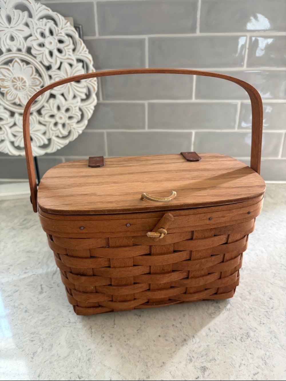Longaberger 1985 Medium Picnic Purse basket with liner
